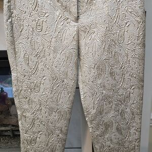 Elegant Cream Textured Women's Trousers